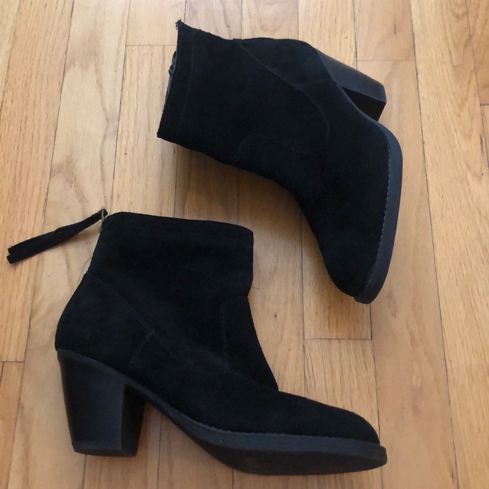 Steve Madden Black Suede Heeled Ankle Boots